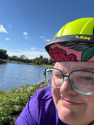 Me, biking! Now we just need to add donations to helping people get food!